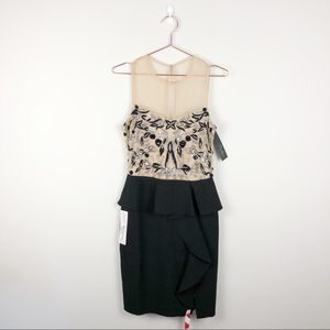 Parker Black Sequin Mesh Ruffle waist Dress